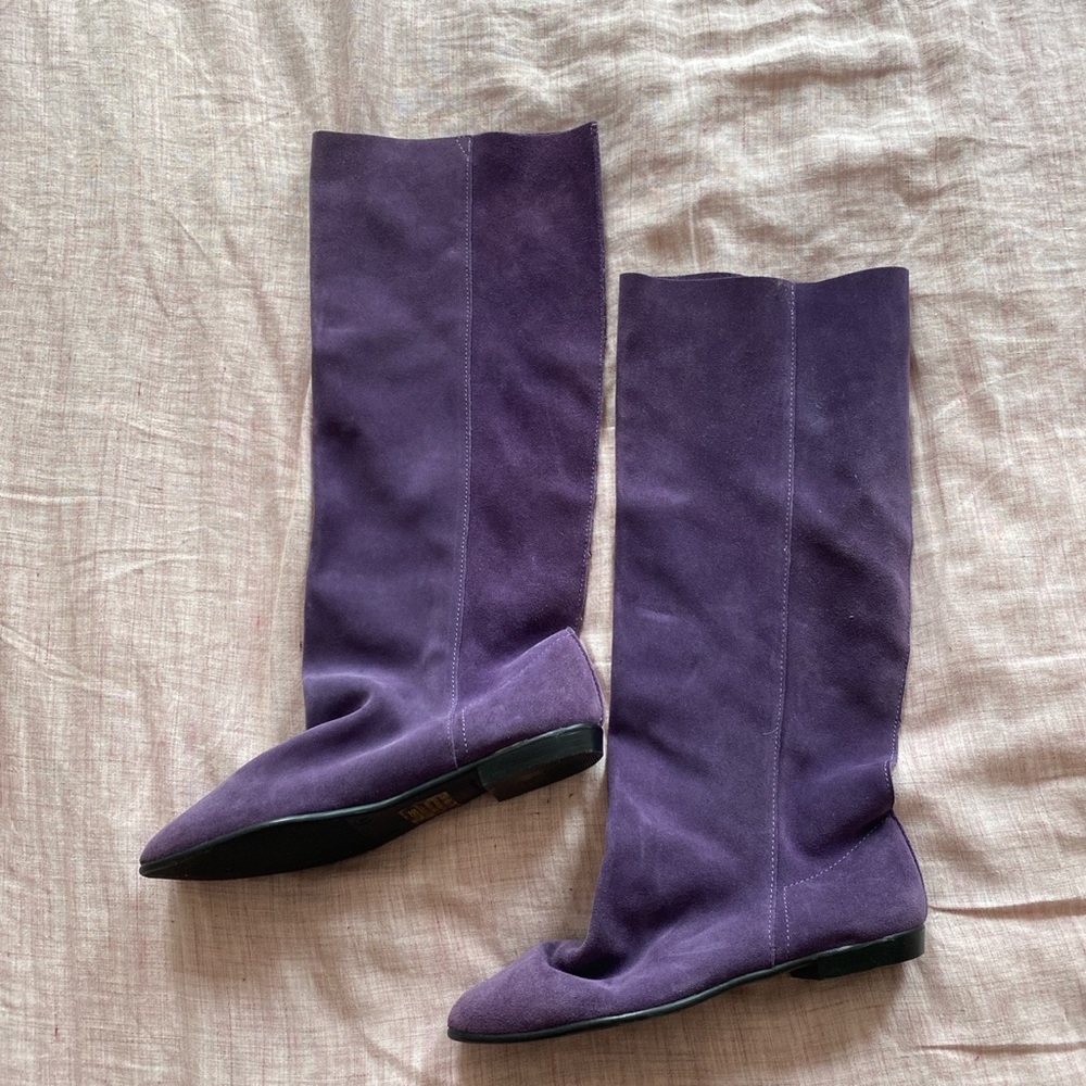 Purple Suede Slouch Knee High Boots- Size 8.5